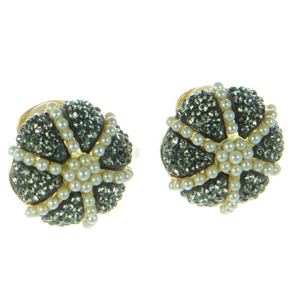 Oscar de la Renta Purple Urchin Crystal Glass & Faux Pearl Earrings